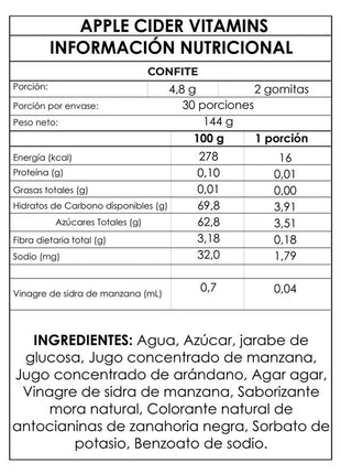 VITAMINA APPLE CIDER SALUD INTESTINAL 1 MES - GUMIBEARS